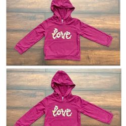 Little Girls Clothes Toddler Hooded Love Sweaters Size 4T Perfect For Twin Girls 
