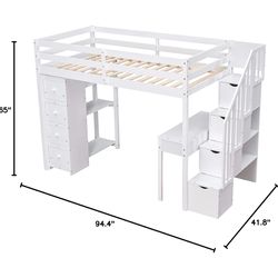 Merax twin loft bed with desk