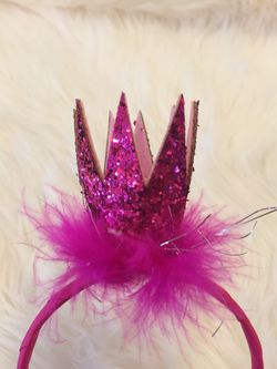 Adorable baby girl glitter pink crown head piece