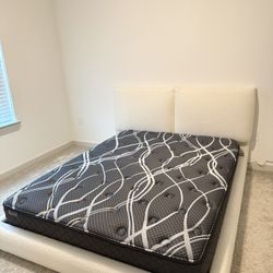 Queen Cotton Bed w/ LED Lights & Mattress