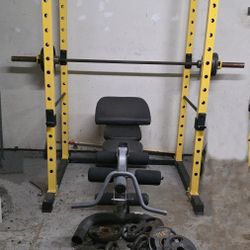 Gold's Gym Power Rack & Olympic Weight Set - $500 (Katy)