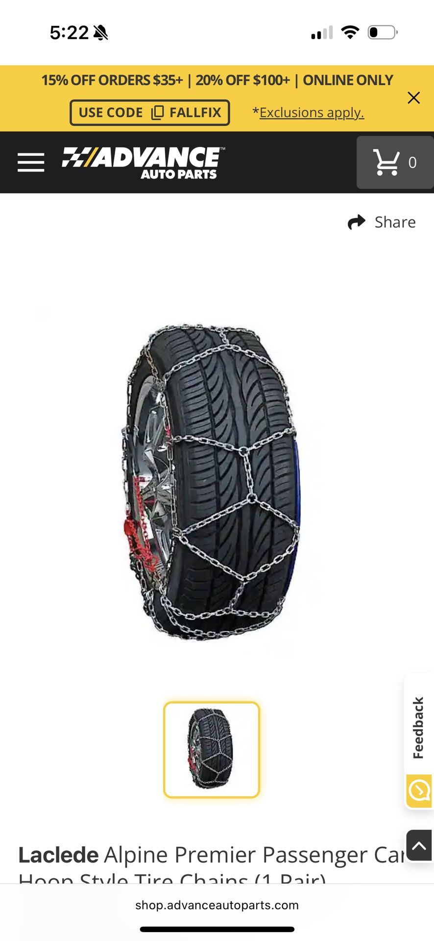 NEW Laclede Alpine Premier Tire Chains - 1540