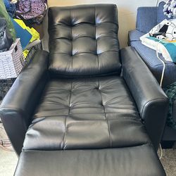 Black all leather recliner chair