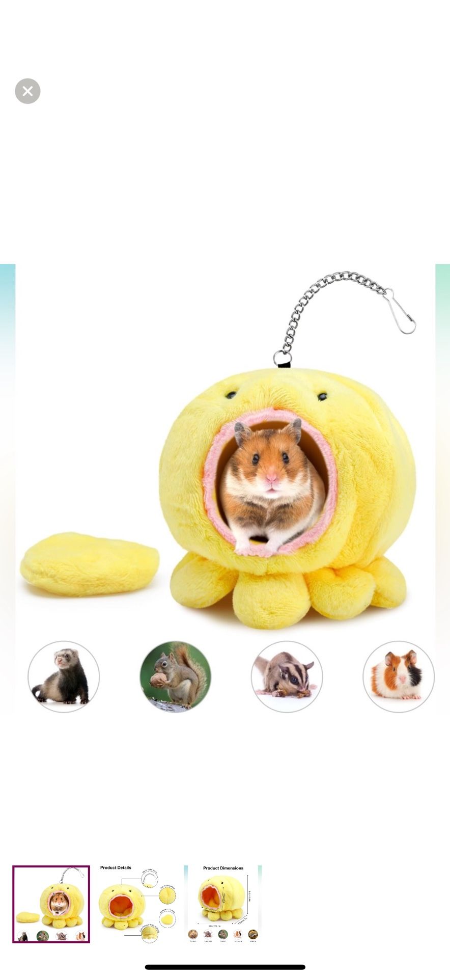Yellow Plush Small Pet Hammock (New In Box)