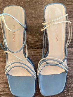 Vintage bebe leather strappy heeled sandals square open toe Women’s 8.5 Spain