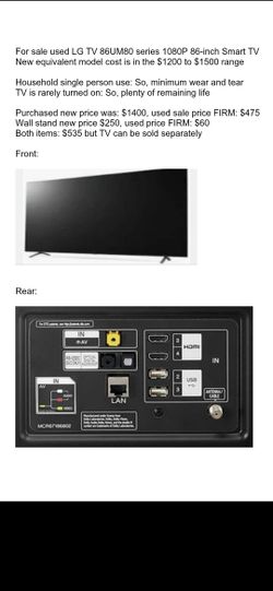 Television  LG 86UM80  Series 108P      TV
