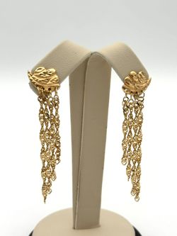 18K YELLOW GOLD CHAIN TASSEL DANGLE EARRINGS 4.82G USED