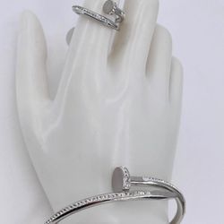 Pulsera Mas Anillo 2 PCS Pave Acero Inoxidable/Stainless Steel Set