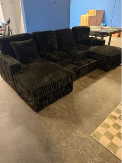 New 🛋️ U Shaped Fluffy Corduroy Sofa Sectional W/ Storage-Sleeper-Charging