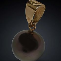 18K 12.8mm Gray Tahitian Cultured Pearl Pendant
