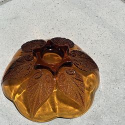 Vintage Indiana Glass Amber Glass Flower Bowl – Textured Petal Design, 7.5" Diam