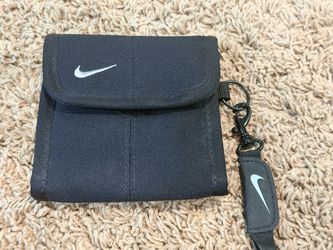 Vintage Nike Black Nylon Travel Utility Organizer Wallet Pouch Clip Swoosh