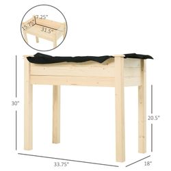 Raised Wooden Garden Planter Box with Legs, 34” x 18” x 30” - assembled. New