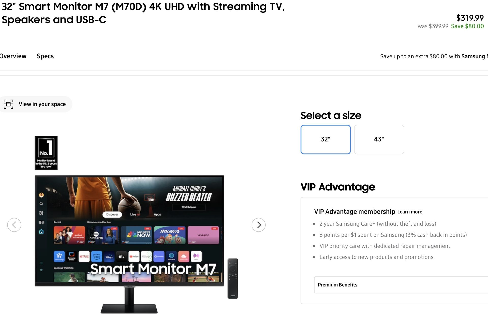 New Samsung M70d; 32” Smart Monitor