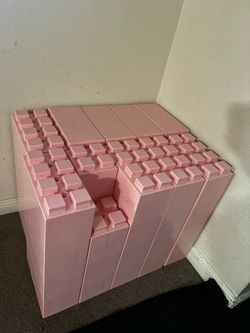 Large Pink Plastic Building Blocks Set