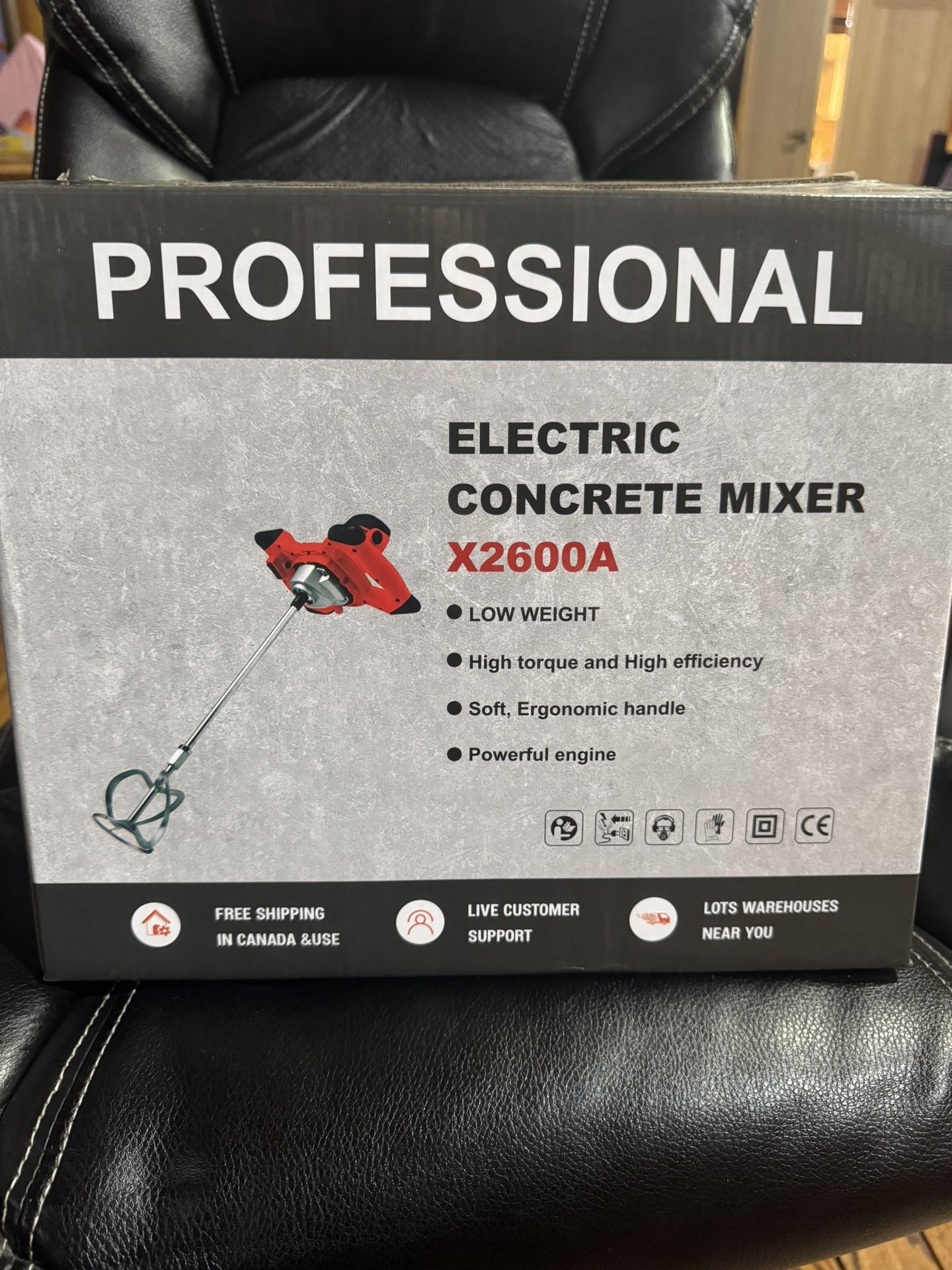 Cement Mixer 2600W Electric Concrete Mixer with 6 Speed, Portable Handheld Mud Mixer for Mixing Cement, Slurry, Mortar, Paint, Coating, 110V