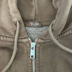 John Galt California Hoodie Jacket Women’s OS Beige Full Zip Casual Vintage Y2K