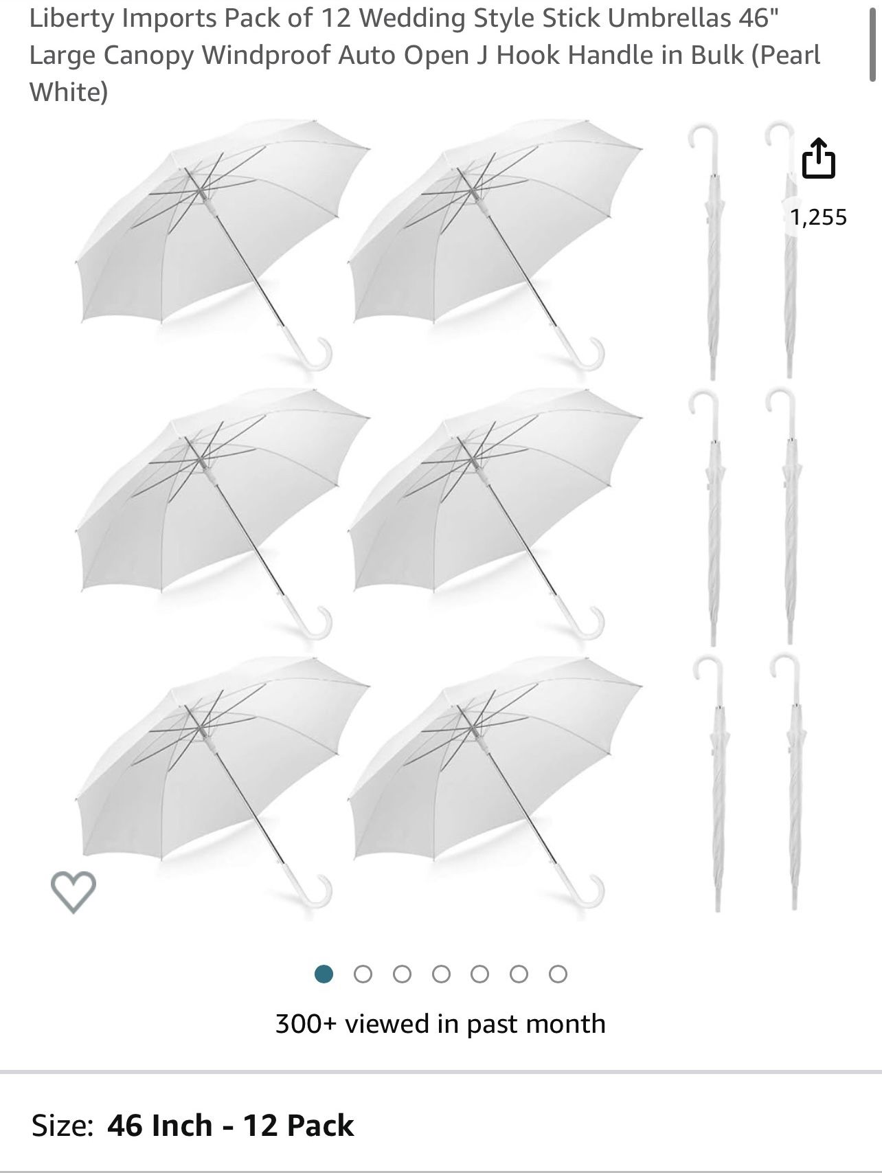 Umbrellas for wedding or birthdays 12 pack
