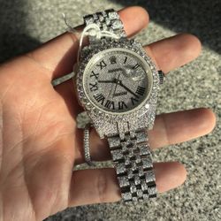 bustdowm Rolex datejust 41mm moissanite watch , Diamond tester approved