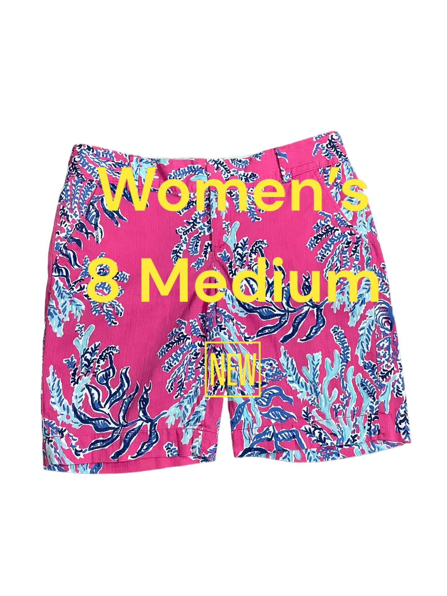 Womens Lilly Pulitzer 8 Medium Chipper Shorts Khakis Chino Bermuda Pink Pout New