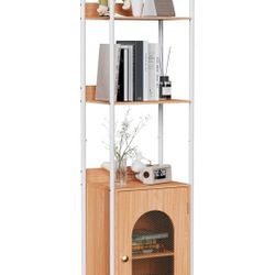 6-Tier Book Shelf with Storage Cabinet,Freestanding Bookcase,Industrial Book Organizer  Rustic Brown