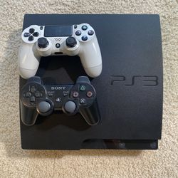 PS3 with Controllers and HDMI cable