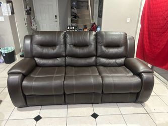 Reclining Leather Couch Living Room Set