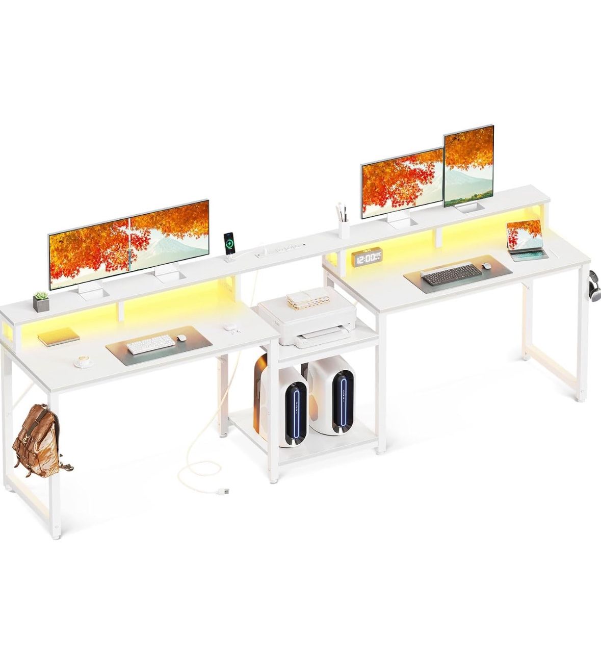 White 98 Inch Dual Desk