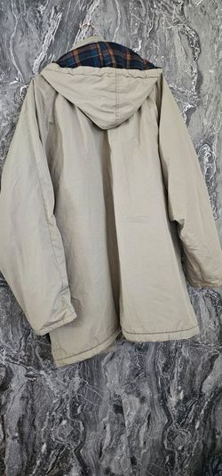 South Creek Outdoors Men's Hooded Canvas Jacket Plaid Lined Beige Tan Size 2X