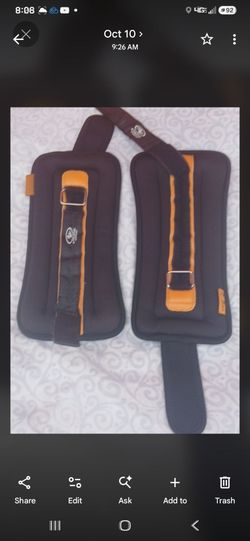 ATHLETICS WORKS 5LB ADJUSTABLE ANKLE /WRIST WEIGHTS (PAIR) BLACK & ORANGE!