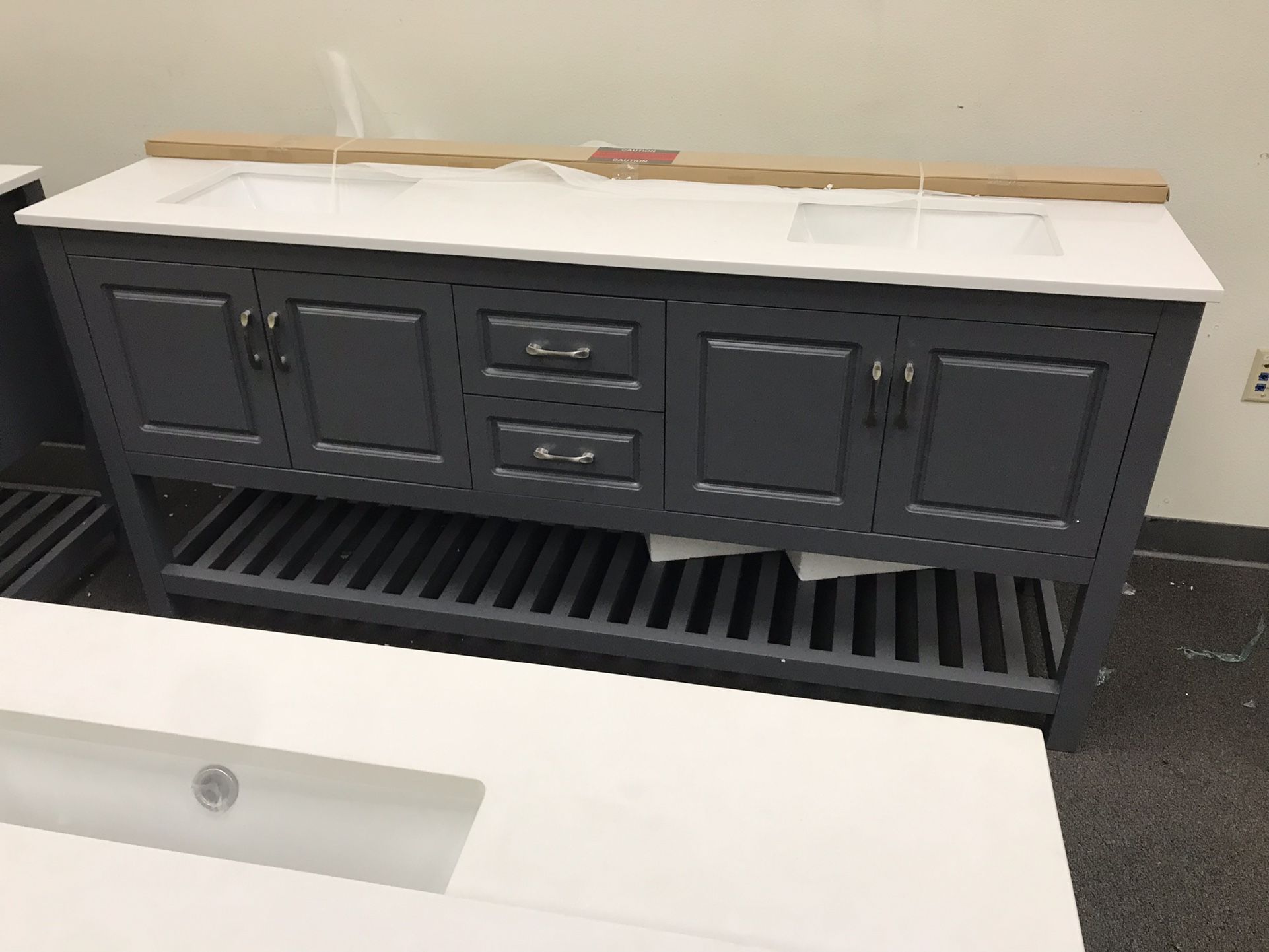 72 Inch Bathroom Vanity With Top In Gray 