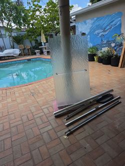 Shower frosted sliding door.