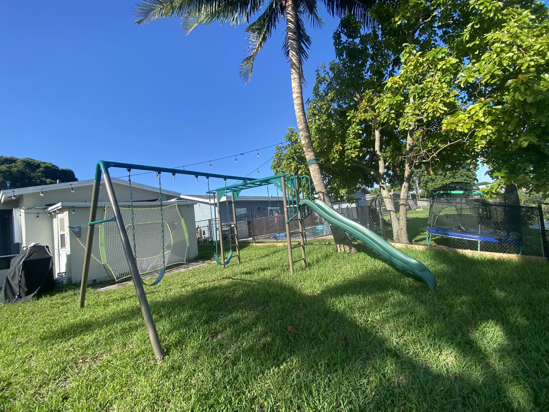 Outdoor Swing Set With Monkey Bars And Slide