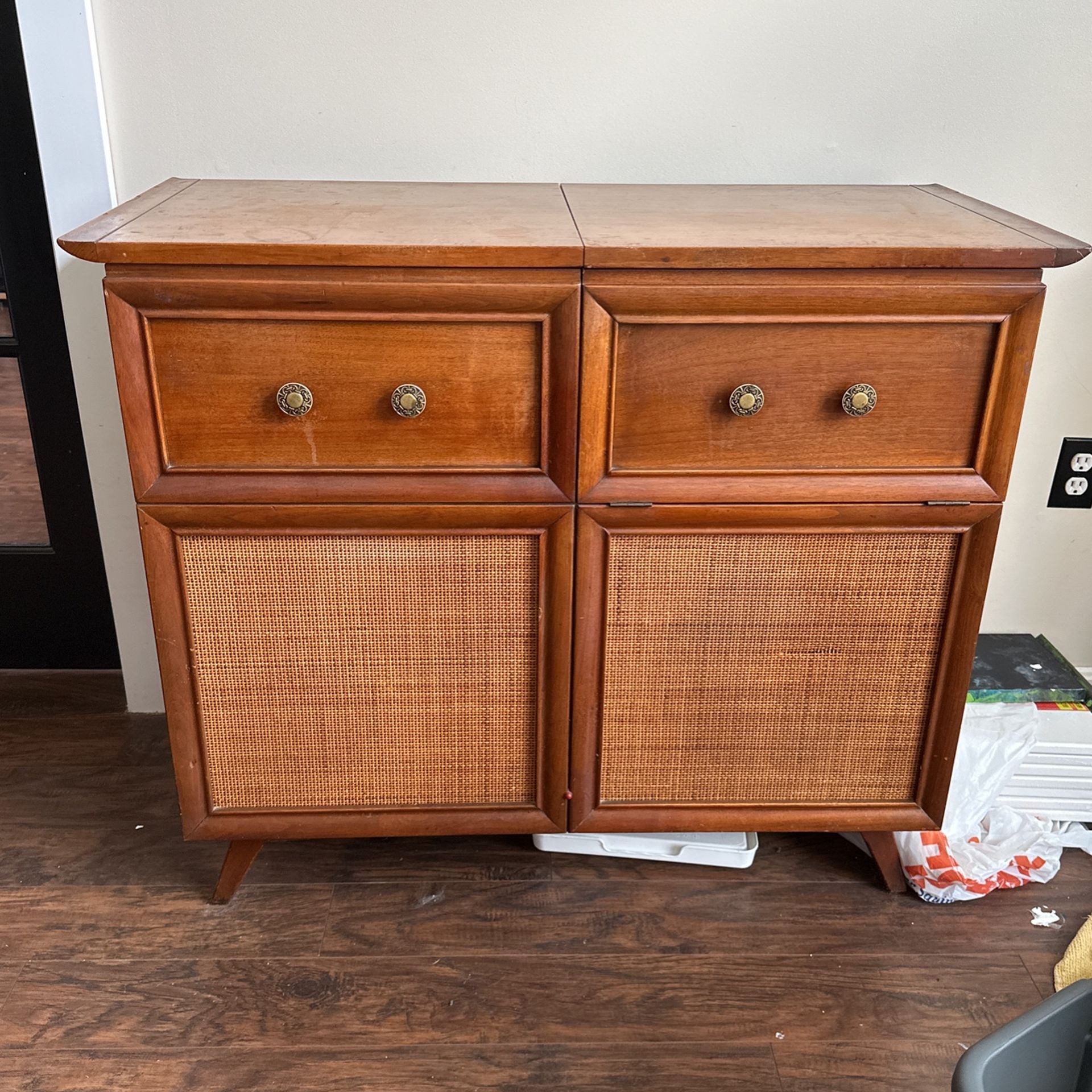 Antique Radio And Record Cabinet