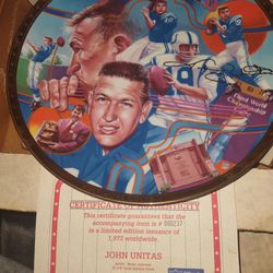 Johnny Unitas Autographed Sports Impressions Plate