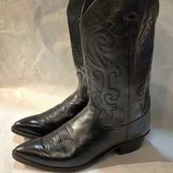 Justin sz 12 "lonestar" cowboy boots black leather 