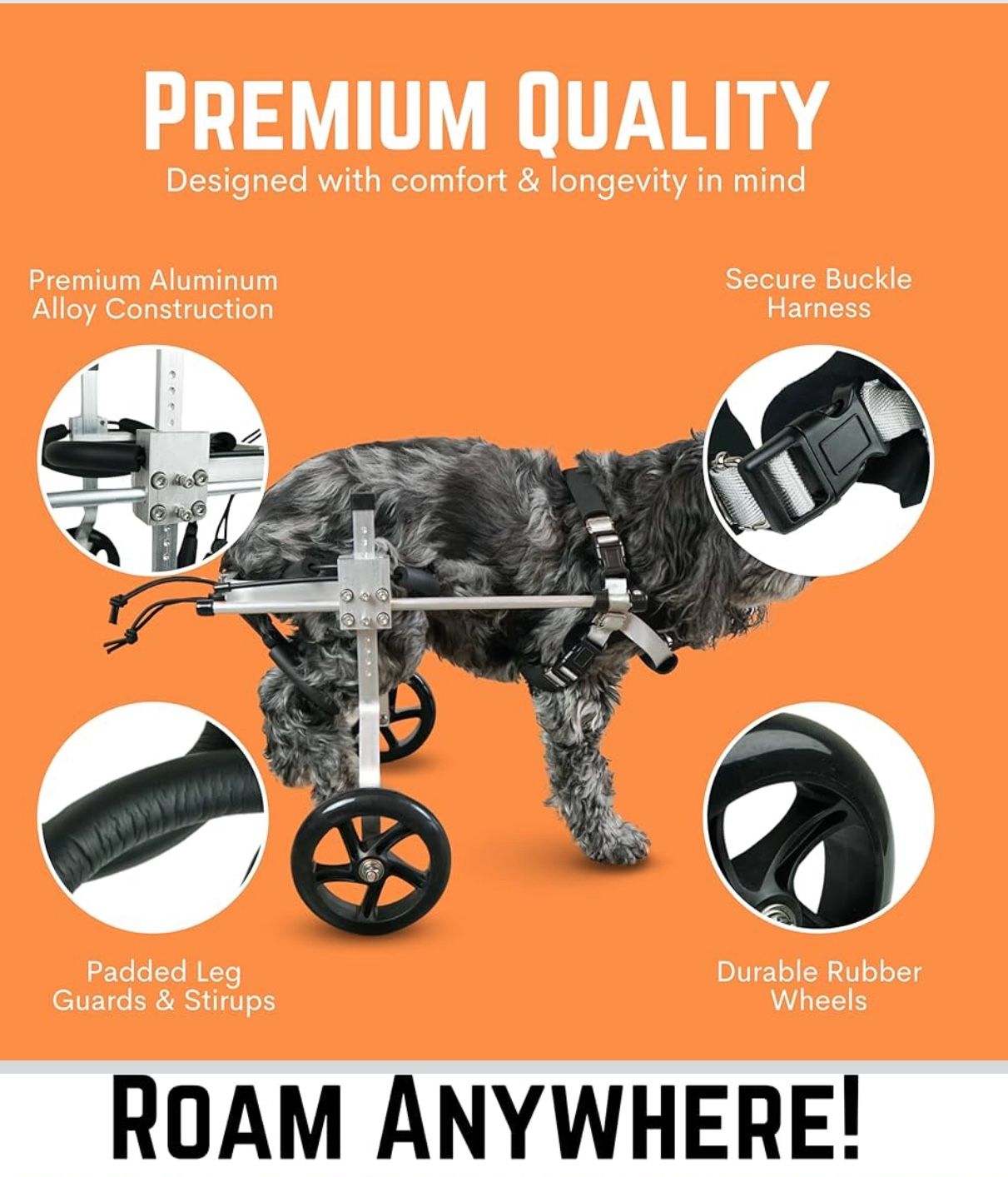 Dog Wheelchair For Back Legs Size LARGE For Pets 32-55 Lbs