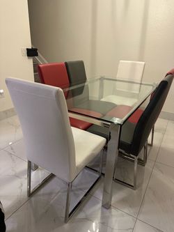 Dinning room tablet for 6, metal and glass