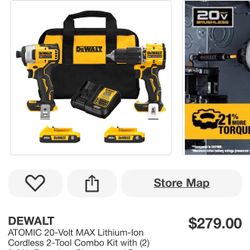 ATOMIC 20-Volt MAX Lithium-lon Cordless 2-Tool Combo Kit with (2) 2.0Ah Batteries, Charger and Bag
