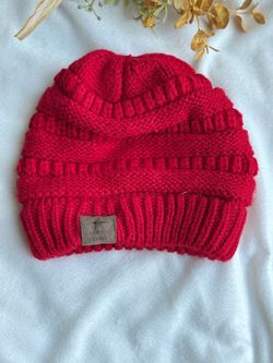 Toddler Red Knit Beanie Hat