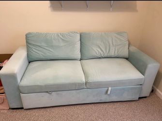 Velvet Blue Sofa Bed (Dual Purpose)