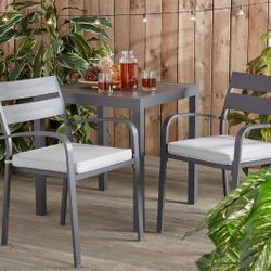 20" x 20"Allen +  Roth Grey Solid Patio Chair Cushion Set Of 2