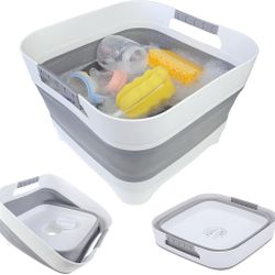 Wash Basin for Baby Bottles, Foldable, Versatile Wash Tub for Kitchen, RV, Outdoor Camping Sink, Sturdy & Easy to Clean
