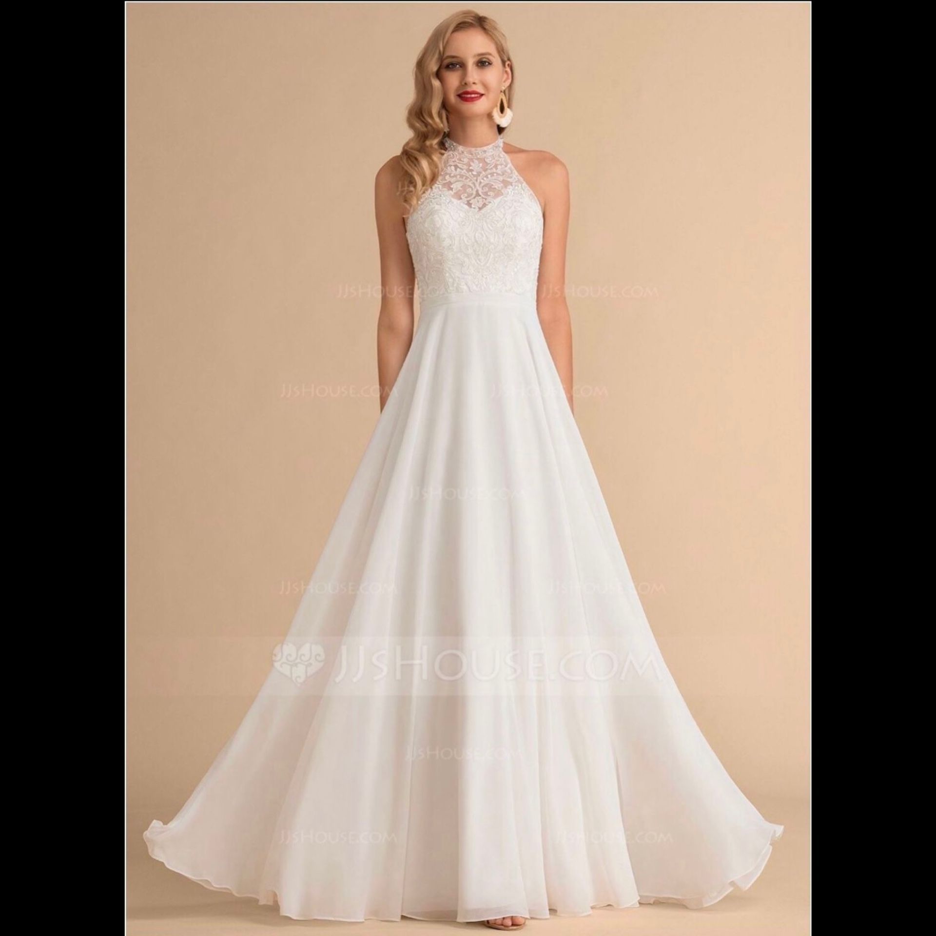 halter top wedding dresses plus size As Is Lace Halter A-Line Plus Wedding Dress