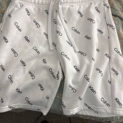 Calvin Klein, Shorts, White & Black, Size Medium 