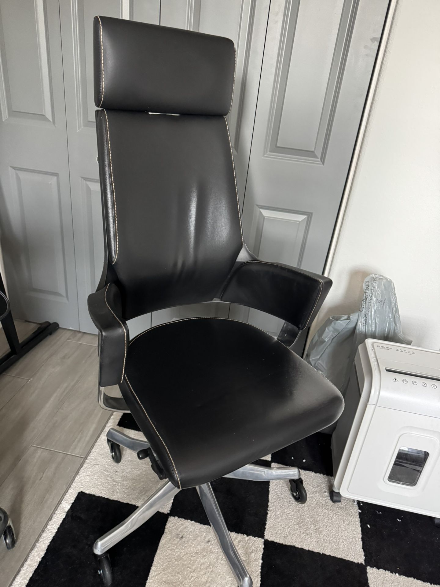 Dania Black Leather Office Chair