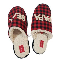 WONDERSHOP TARGET Men's Red Black Buffalo Plaid Papa Slippers Size L 11/12 NWT