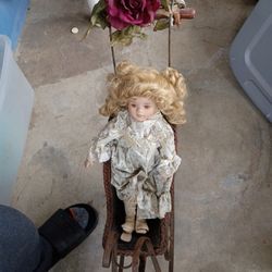 Vintage Doll And Buggy