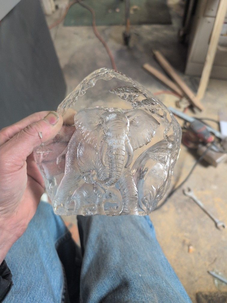 Glass Elephant Paper Weight