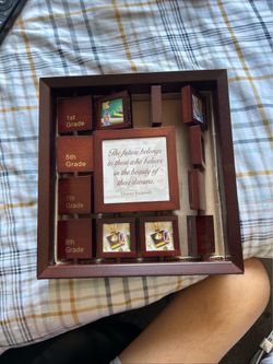 Frame Revolving Wood School Picture Frame Desktop 12 Grades Keepsake Box 10”hx9.75"w. New-open box Pickup and cash only.